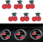 6 Pcs Red Cherry Air Vent Clips, Cute Cherry Car Air Fresheners Vents Clips Diamond Vent Clip Car Interior Decor Charm Bling Car Accessories Car Decoration for Women, Automotive Air Fresheners