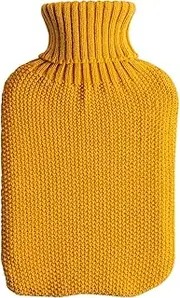 Nicola Spring Hot Water Bottle Knitted Cover - Cosy Turtleneck Sleeve - Fits Standard 2L Bottles - COVER ONLY - Mustard