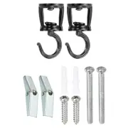 2.7" x 1.1" Ceiling Hook 2 Set of Swivel Hooks with Mounting Hardware Black