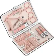 Beatifufu Professional Manicure Kit 18pc Nail Tools Set Clipper Scissors File Stainless Steel Ideal for Home Use
