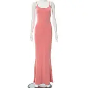Spaghetti Strap Maxi Sheath Dress Pink - L