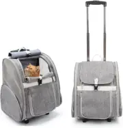 Pet Rolling Carrier, Dog Backpack with Wheels,Cats,Puppies Travel Bag with Wheel