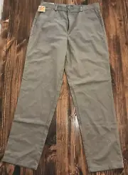 Dockers Women's Stain Defender Pants Size 14 Medium Olive Flat Front Khaki NWT