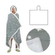 Adult Blanket Hoodie Poncho with Sherpa Fleece – Silver Star Reversible