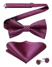 Bow Ties for Men Solid Mens Bow Tie Pretied Adjustable A2-hot Pink & Black