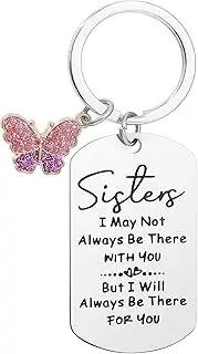 [JIEYAO] Sisters Gifts from Sister Keychain, Cute Sister Birthday Gifts, Adult Unique Soul Sister Gifts Best Sister Ever Gift Funny Womens Christmas Key Rings Big Sister Gifts from Little Sister, Silver