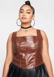 [Poster Grl] Plus Rowdy Rodeo Vegan Leather Corset
