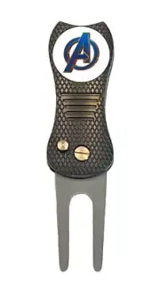The Avengers Marvel Logo Golf Ball Marker w/ Premium Switchblade Divot Tool