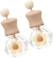 QUMIIRITY 2PCS Clear Glass Car Perfume Clip Diffuser Vials with Wooden Caps Decorative Aroma Diffuser Bottle for Refreshing Scent and Stylish Car Interior for All Drives