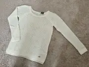 Abercrombie & Fitch Womens Pullover Sweater Size L Cream Crew Neck Wool Blended