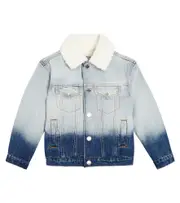 [Moschino Kids] Moschino Kids Embroidered bleached denim jacket Y 5 blue