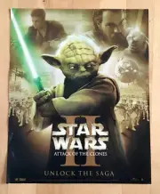 Vintage 2002 Star Wars Saga Attack Of The Clones Yoda Obiwan Promo Poster AOTC