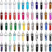 EBOOT 60 Pieces Hexagonal Chakra Pendant Bullet Crystal Pendant Gemstone Pointed Quartz Stone Pendants with Storage Bag (60 Colors), Stone, Quartz