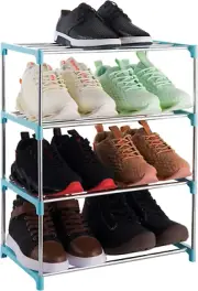 4-Tier Stackable Small Shoe Rack, Lightweight Shoe Shelf Storage Organizer