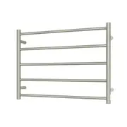 Radiant RTR03 Round Bar Heated Towel Rail - 750 x 550mm- Brushed Nickel - Stainless Steel - Bottom Right/Top Left Wiring