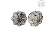 Nicola Spring Ceramic Cupboard Drawer Handle Knobs - Vintage Flower Design - Black - Pack of 24