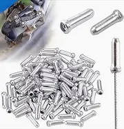 100PCS Bike Cable End Caps – Aluminum Brake Cable Crimps for Road & Mountain Bikes – Universal Bicycle Cable Tips for Brake & Gear Wire Ends (Silver)