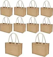 DJAPWPX Burlap Tote Bags, Mini Burlap Beach Bags with Handles, Portable Jute Tote Bag, Reusable Burlap Bag, Multipurpose Burlap Hand Bags for Shopping Trips Beach Tours School Outdoor