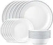 [CORELLE] Vitrelle Dinnerware Set, Caspin Lace (18-Piece Set)