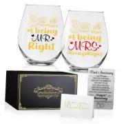 30 Years of Being Mrs Always Right Wine Glasses Set of 2 with Metallic A13