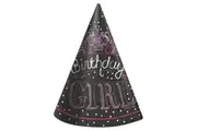 Unique Girl Sweet Birthday Party Hats (Pack of 8) (Black) (One Size)