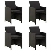 Garden Chairs with Cushions 4 pcs Poly Rattan Black