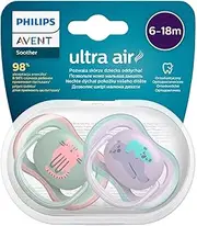 Philips Avent Ultra Air Soother, 6-18 Months, Deco Mixed 2-Pack, SCF085/40