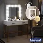 Dressing Table 12 LED Bulbs Mirror Makeup Vanity Table Jewellery Cabinet White