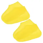 2 Pairs L Waterproof Silicone Shoe Cover Non-Slip Overshoes Galoshes Yellow