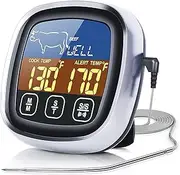 Meat Thermometer Touchscreen LCD Display Instant Read Food Thermometer with Backlight Long Probe Kitchen Timer Cooking Thermometer
