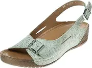 [Miss Shoes] Adesso Honey Sling Back Open Toe Wedge Sandal with Two Buckle Fastenings