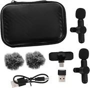 Sosoport Cordless Interview Lapel Microphone Mini Clip-on with Noise Cancellation -c for Mobile Recording Presentations
