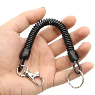 金屬彈簧繩鑰匙扣不銹鋼掛扣鑰匙防丟掛繩彈力繩彈簧鎖匙扣伸縮繩
