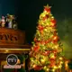 摩達客耶誕-7尺/7呎(210cm)特仕幸福型裝飾綠色聖誕樹 綺紅金雪系配件+100燈LED燈暖白光*2(附控制器/本島免運費)