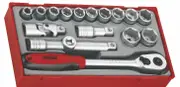Teng TT1218-6 - Deep Socket Set 1/2" Drive 17 Piece 6-Point Metric