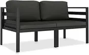 Patio Sets 2 Piece Garden Sofa Set with Cushions Aluminium Anthracite