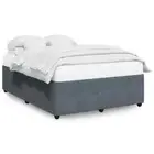 DOUBLE Size Velvet Bed Frame Modern Mattress Base Wood Slats Platform Dark Grey