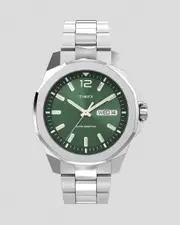 [Timex] Timex Men's Essex Watch in Steel/Green One Size Steel/Green