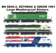 Burlington Northern SD40-2 SD70MAC SD60M 2.5"x8"-9" Stickers Andy Fletcher