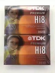 SEALED 2 Pack TDK Hi8 Premium Tape Video Cassette 120 Min Camcorders NEW movie