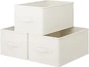 Vailando Linen Storage Bins for Home Storage & Organisation- Storage Boxes for Bedrooms, Closet, Shelves, Fabric Storage Bins for Organizing, Small, White, 3-Pack