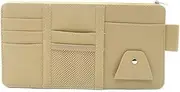 Universal Car Sun Visor Organizer Pouch Bag Muti-Function Pocket Card Storage Holder Beige PU Leather auto Parts