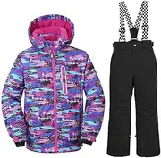 [HOTIAN] Girls Insulated Warm Snowsuit Ski Jacket Pants Set Windproof Waterproof Breathable Ski Suits