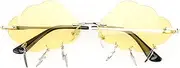 [FOYTOKI] Mens Clouds Sunglasses Frameless Unisex Trendy Es Fashion Eyeglasses Gold Frame Yellow Lens