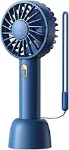 H HOME-MART Mini Portable Fan, Powerful Handheld Fan, Cute Design 3 Speed Personal Small Desk Fan with Base, Lightweight Makeup USB Rechargeable Fan for Stylish Girl Women Travel Indoor Outdoor (Blue)
