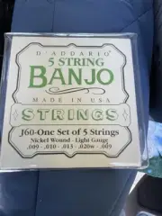 D'Addario Banjo Strings J60 Nickel Wound Light Gauge 5 String Set