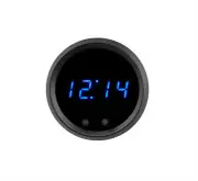 Clock 52 mm Digital Auto Gauge Black Face Black Rim Made In USA 12 / 24 V