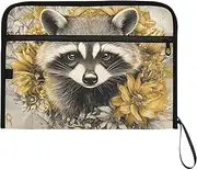 YMXFXP Expandable Filing Folder Raccoon Floral Cute, 13-Pocket Funny Cute Design with Sticky Labels, A4 Letter Size Document Organizer for Office, School, Boys, Girls