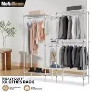 Metal Garment Rack Adjustable Corner Closet Organizer Clothes Shoe Storage Shelf