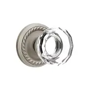 Emtek Lowell Crystal Door Knob Privacy Set Rope Rosette Pewter